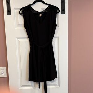 Forever 21 Black Mini Dress with Lace Shoulders